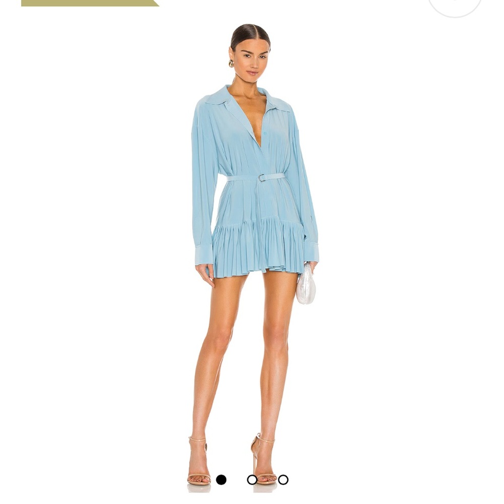 Norma Kamali oversized boyfriend shirt dress in light blue revolve